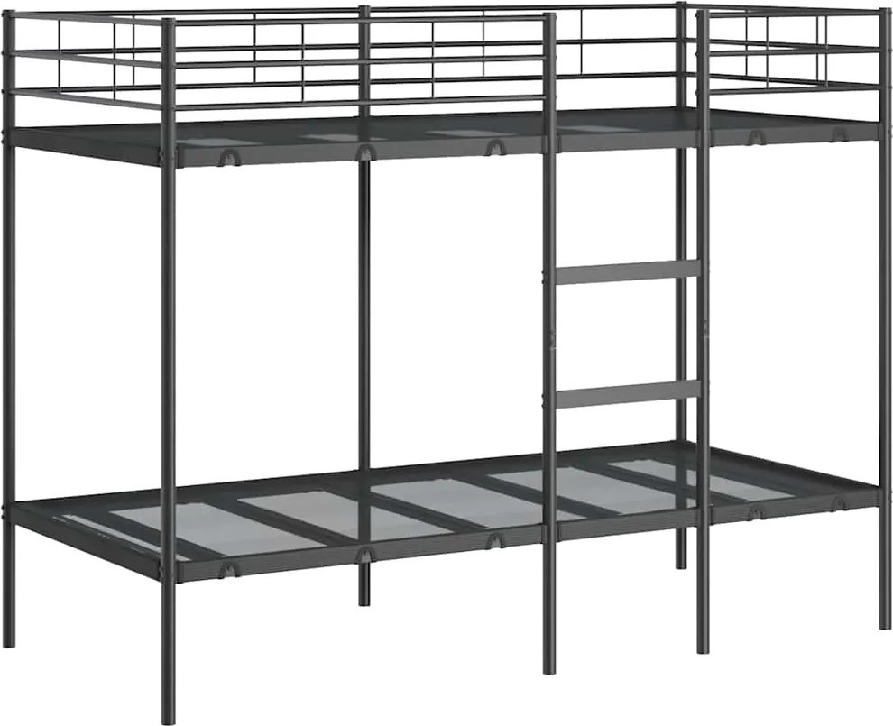vidaXL fekete acél emeletes ágy matrac nélkül 100 x 190 cm