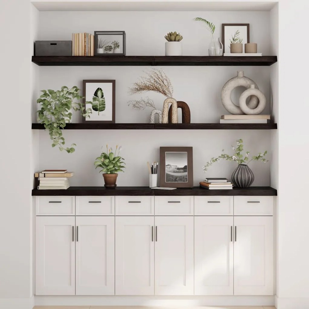 sötétbarna kezelt tömör tölgyfa fali polc 160 x 40 x (2-4) cm