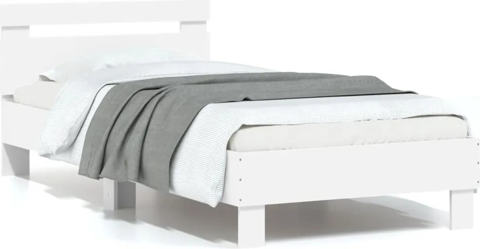 vidaXL fehér szerelt fa ágykeret fejtámlával 90 x 200 cm