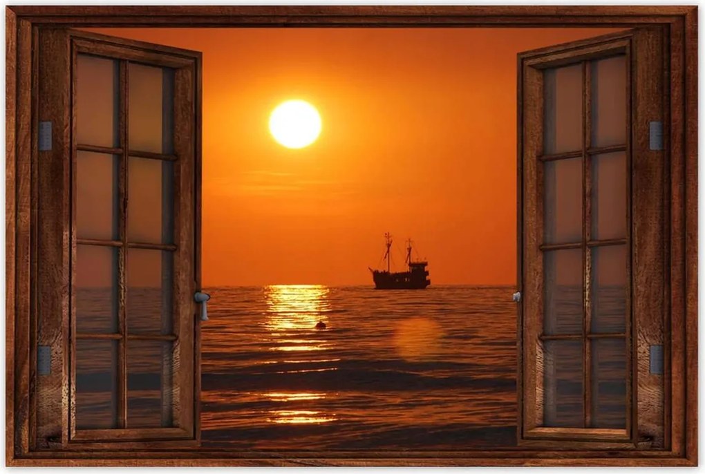 Poszterek 90x60 Naplemente hajóval