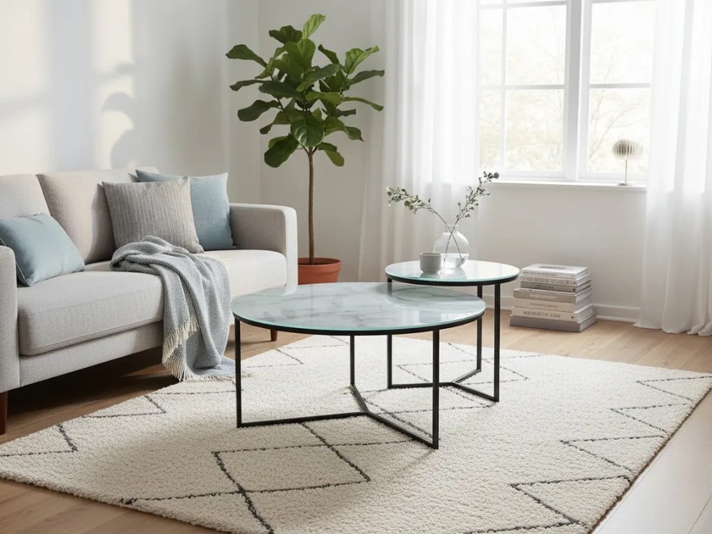 2 db kávézóasztal szett márvány dekorációval PALERMO II szürke