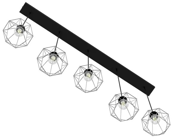 Csillár zsinóron BERGEN 5xE27/60W/230V fekete/fényes króm