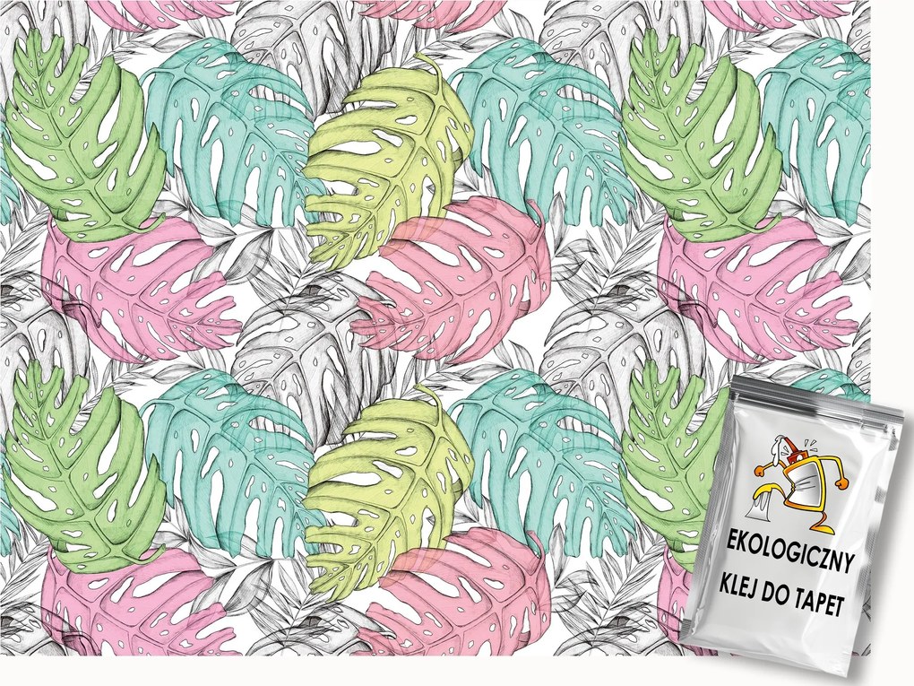 Fotótapéta Flizelina Natura Levelek Pasztell Monstera 250x175 ragasztó