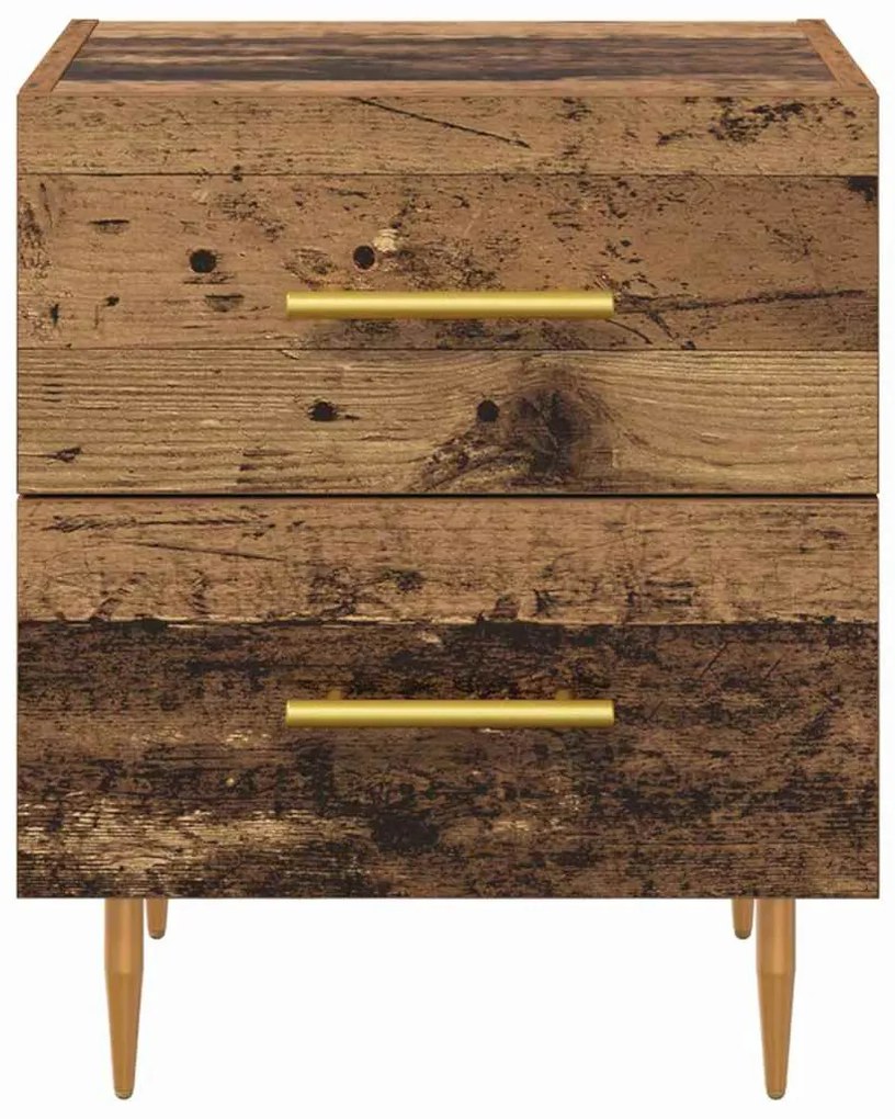 vidaXL Éjjeliszekrény fiókkal 2 pcs Öreg fa 40 x 35 x 47,5 cm Faanyag