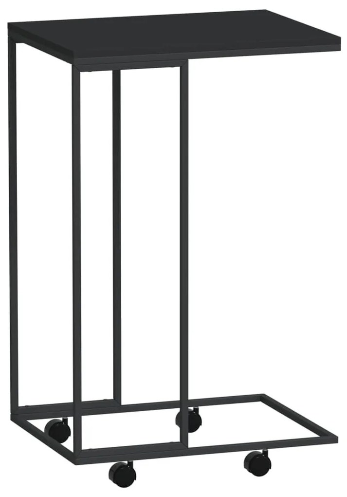 Fekete szerelt fa kisasztal kerekekkel 40 x 30 x 63,5 cm