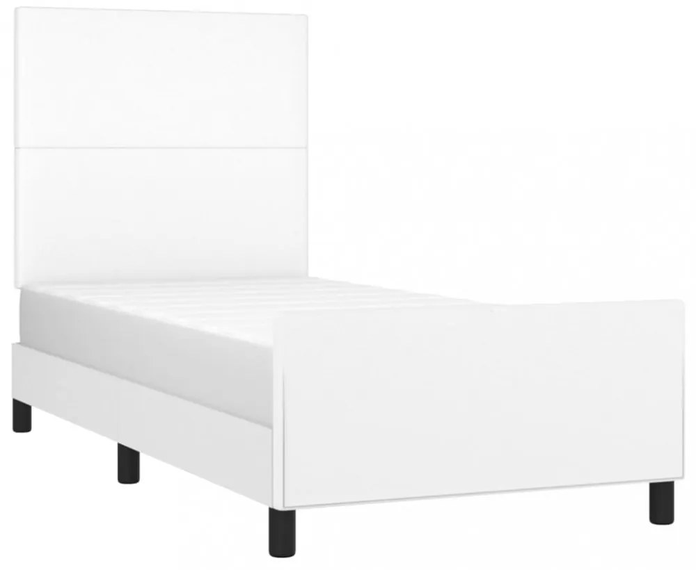 fehér műbőr ágykeret fejtámlával 80 x 200 cm