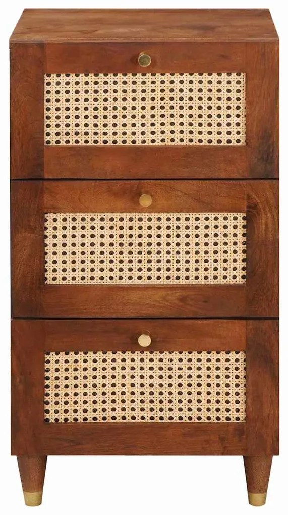 Széf fiókkal Barna 40 x 33.5 x 75 cm Kanna és tömör mango fa