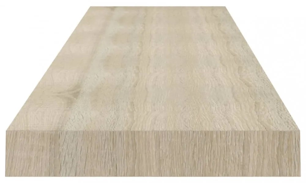 2 db tölgyszínű MDF fali polc 120 x 23,5 x 3,8 cm
