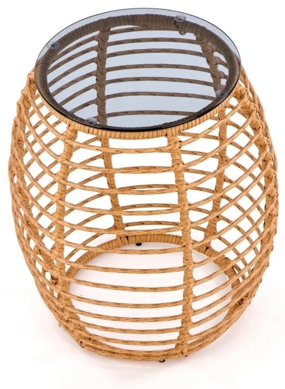 Barrel kerti asztal, rattan