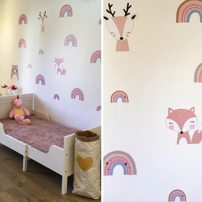INSPIO Pasztell színű szivárvány falmatrica, rózsaszín