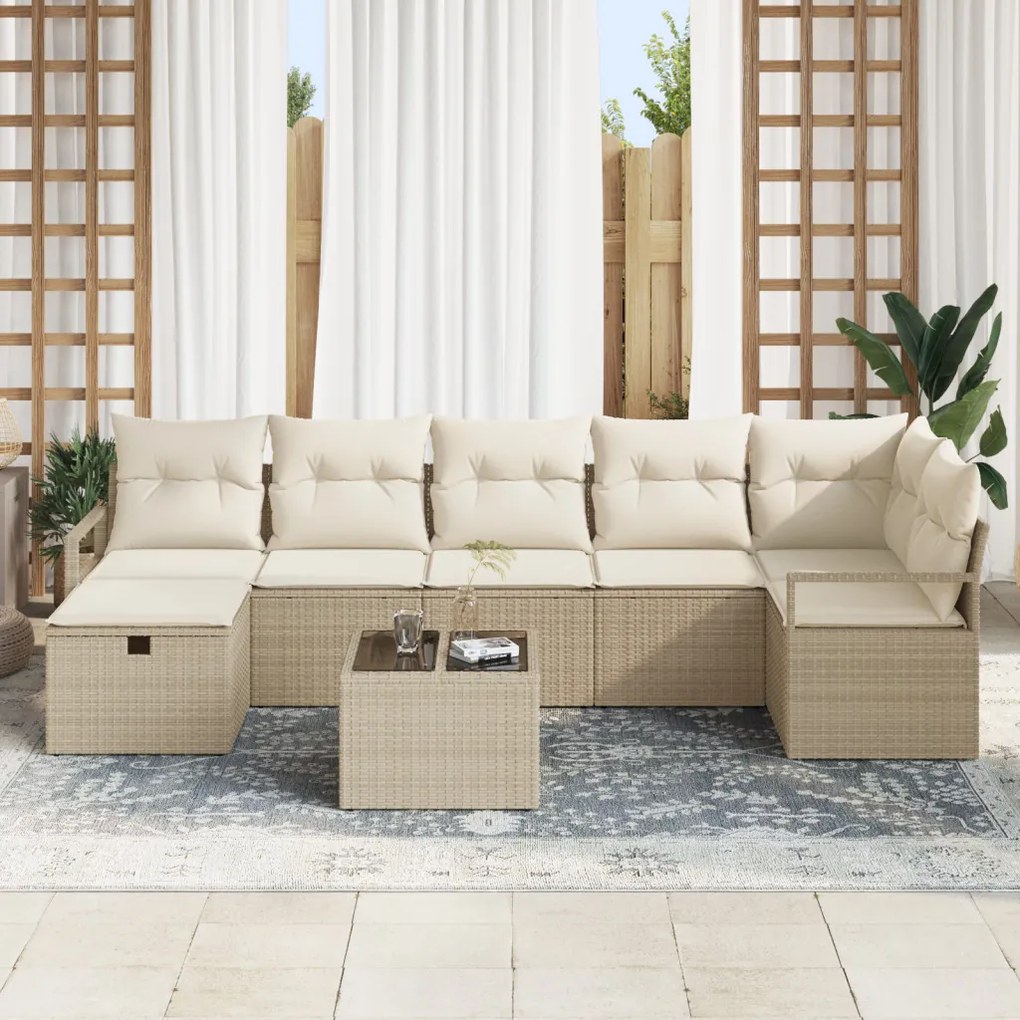 Kerti Kanapé Szett 8 pcs bézs és krémszínű 287 x 122 x 85 cm