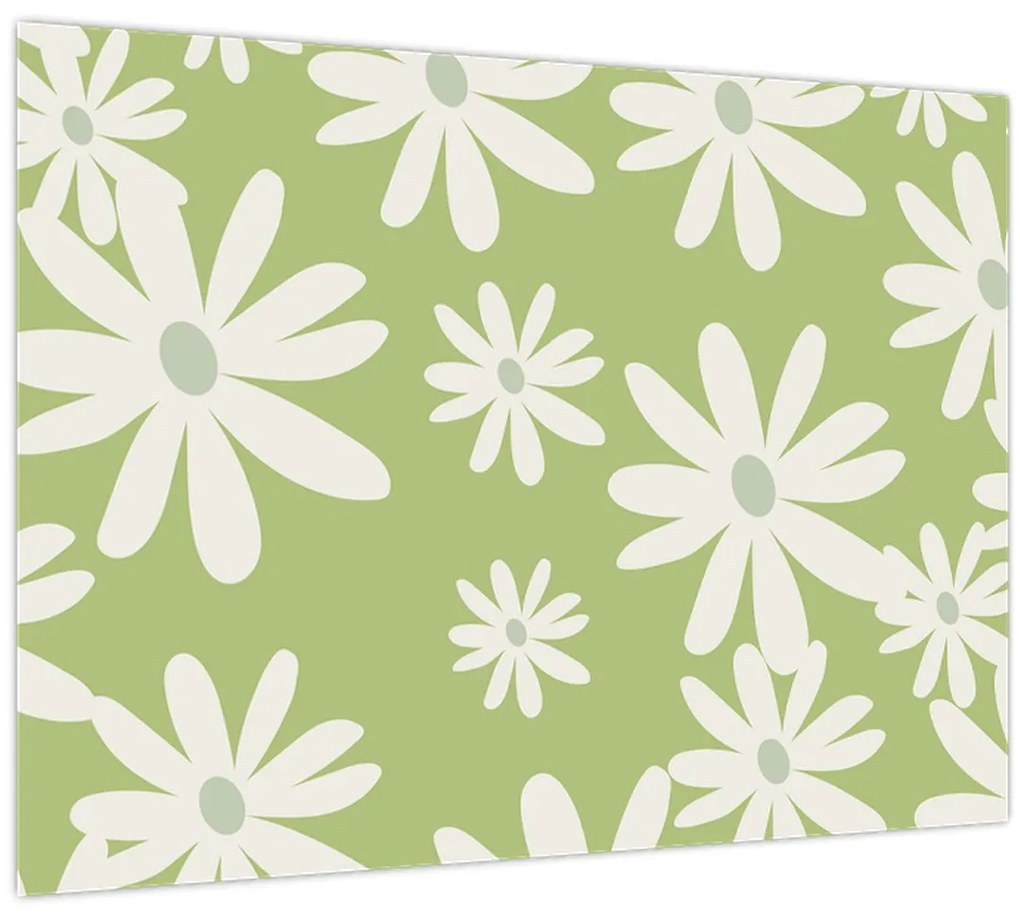 Üveg kép - Hippik, zöld virágok N⁰1 (70x50 cm)