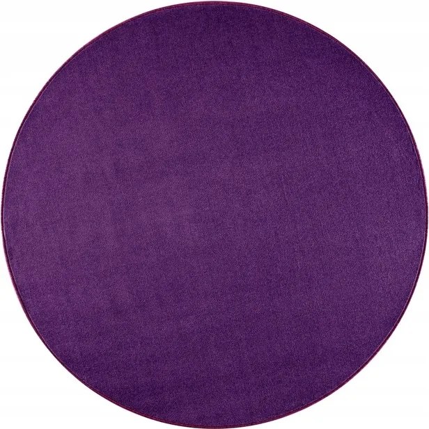 Kerek egyszínű szőnyeg nappaliba 133cm, lila, puha szőrrel