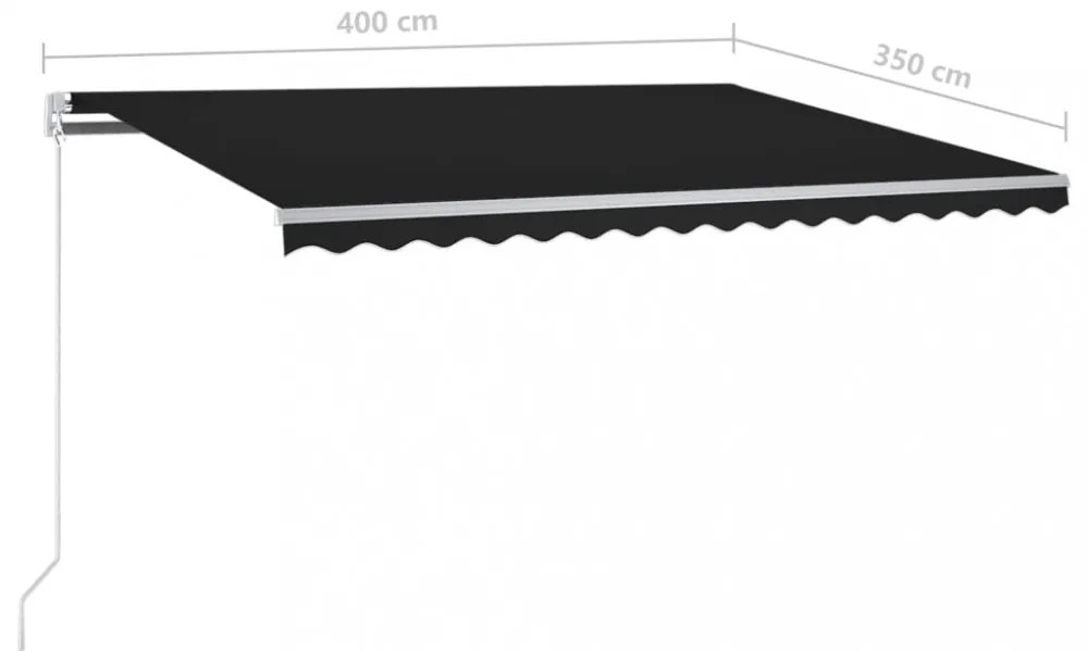 antracitszürke kézzel kihúzható napellenző 400 x 350 cm