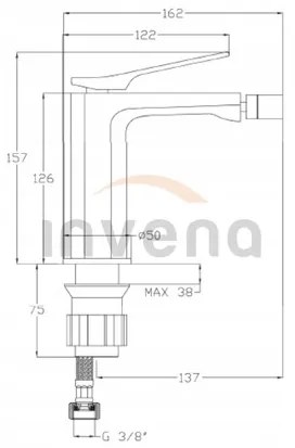 Invena Neri, szabadon álló bidé csaptelep, fekete matt, BB-01-004-L