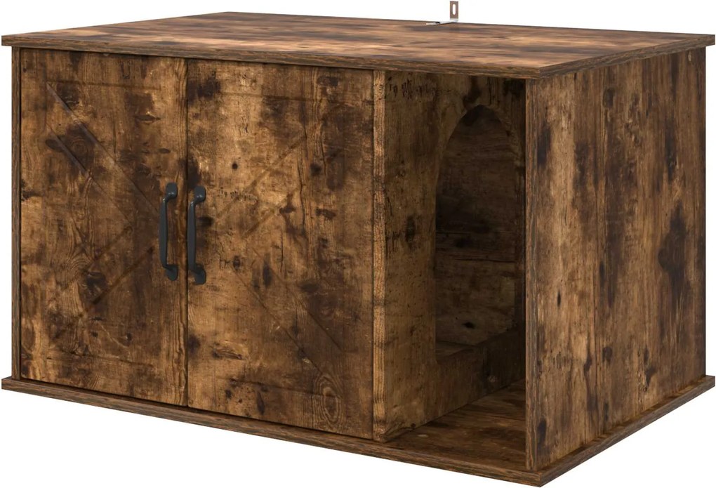 vidaXL Macska Ház Füstölt tölgy 85 x 55 x 50 cm Faanyag
