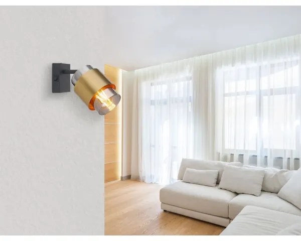 Globo 15560-1 - Fali spotlámpa MILLEY 1xE27/40W/230V fekete/réz