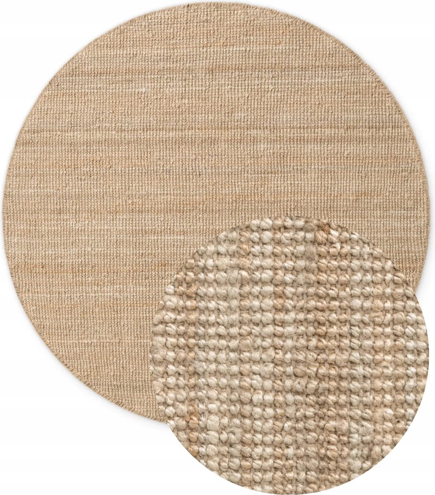 Kerek juta szőnyeg nappaliba 160cm, természetes bézs juta szőnyeg