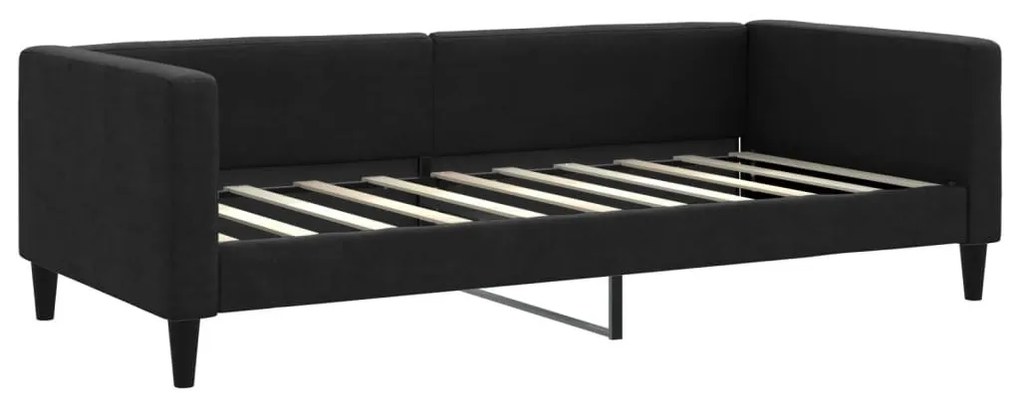 fekete kihúzható szövet heverő fiókkal 90 x 190 cm