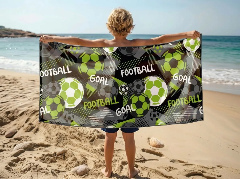 Gyorsan száradó XL strand fürdőlepedő GOAL színes 100 x 180 cm, 100% mikroszál