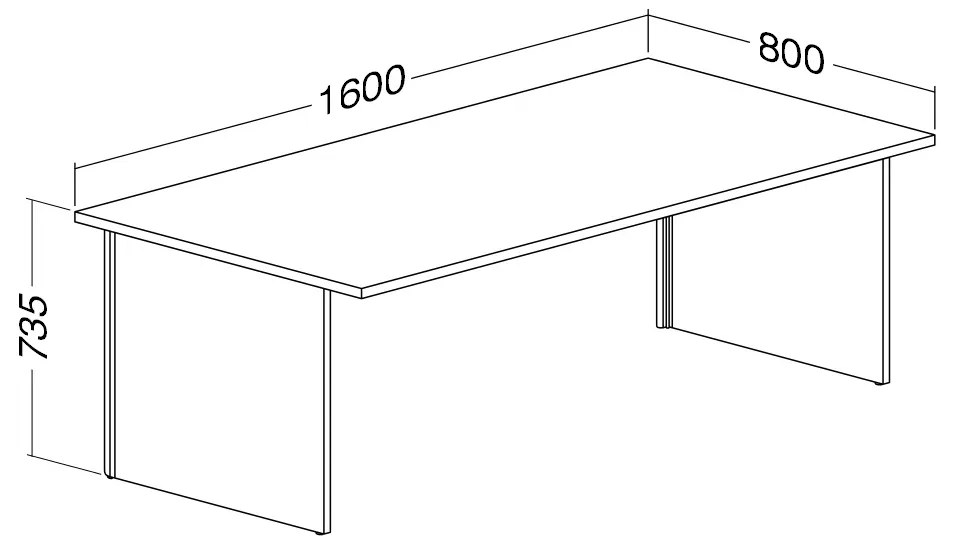 ProOffice A asztal 160 x 80 cm, dió