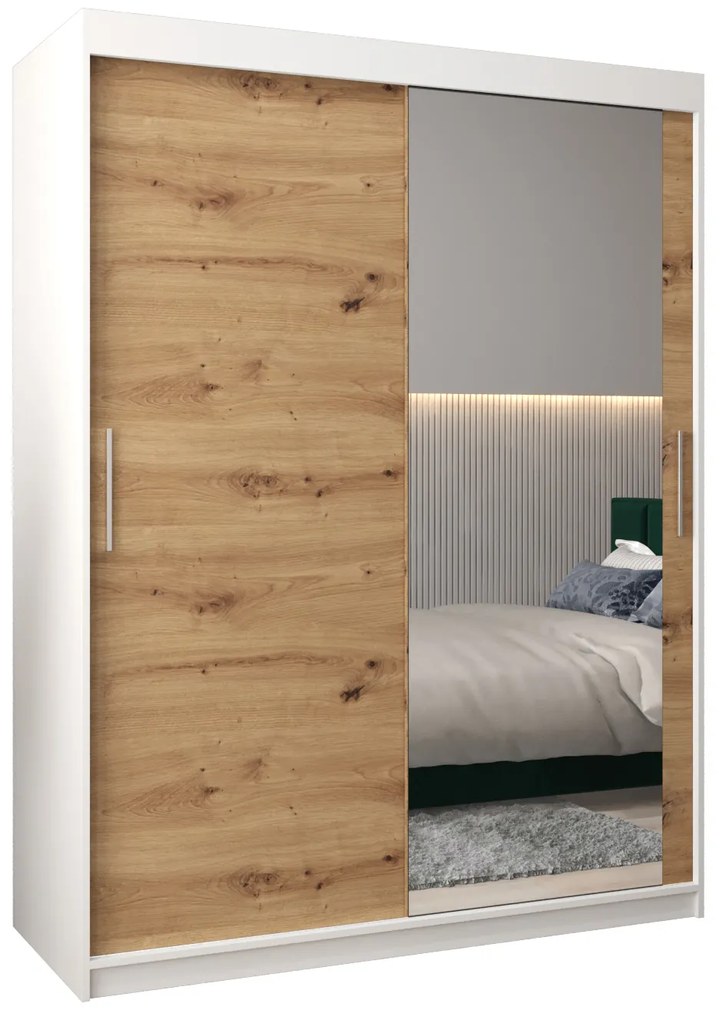Ruhásszekrény 150 cm Toki 2 (matt fekete + artisan tölgy). 1064987