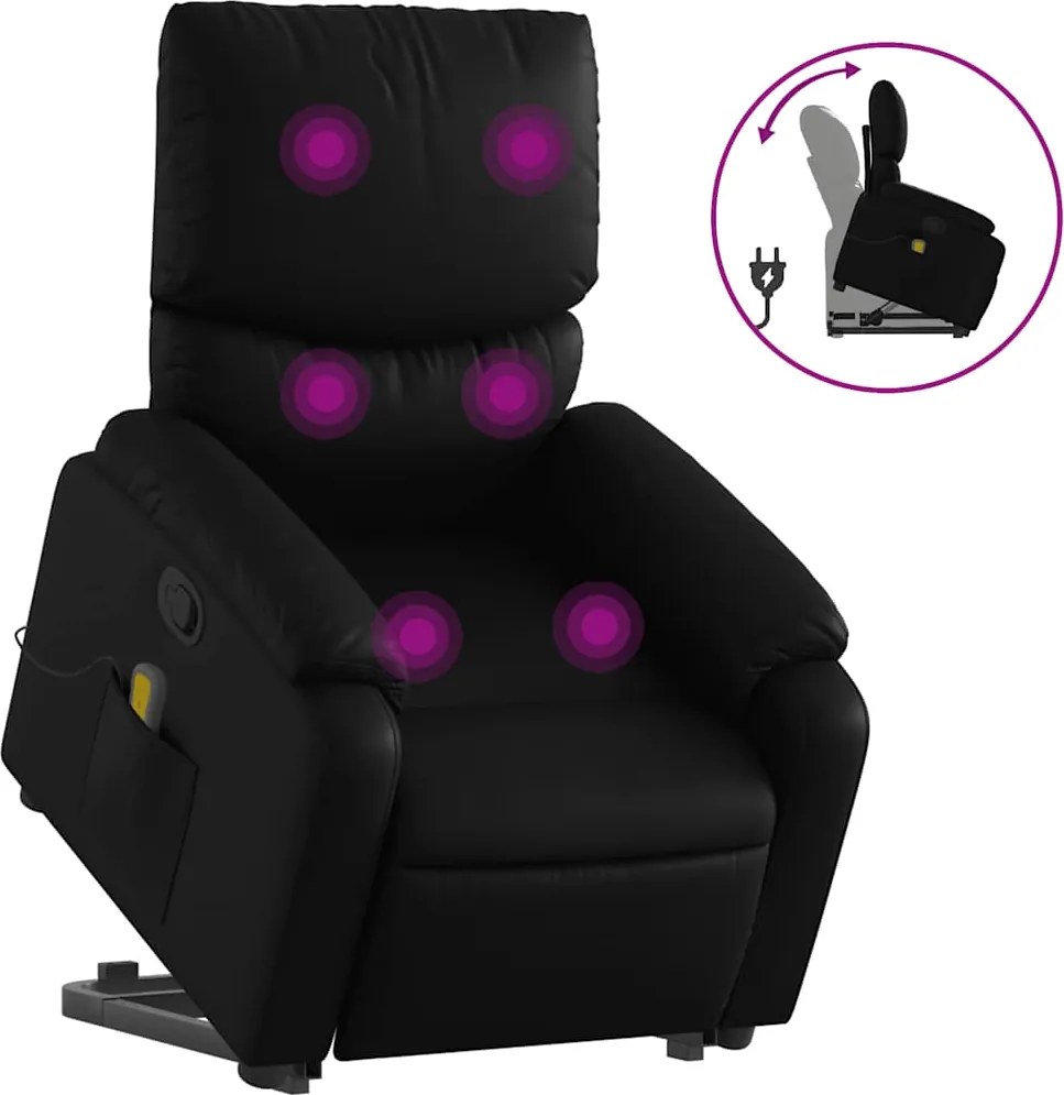 vidaXL fekete műbőr dönthető masszázs- és állófotel