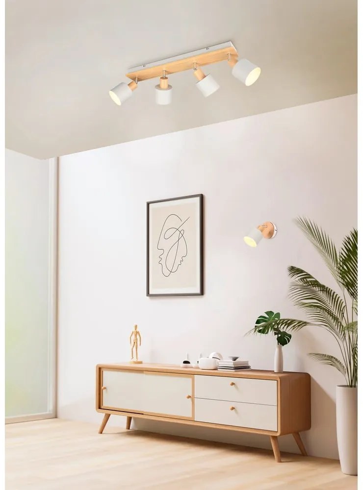 Fehér-natúr színű spotlámpa ø 9 cm Shanti – Trio