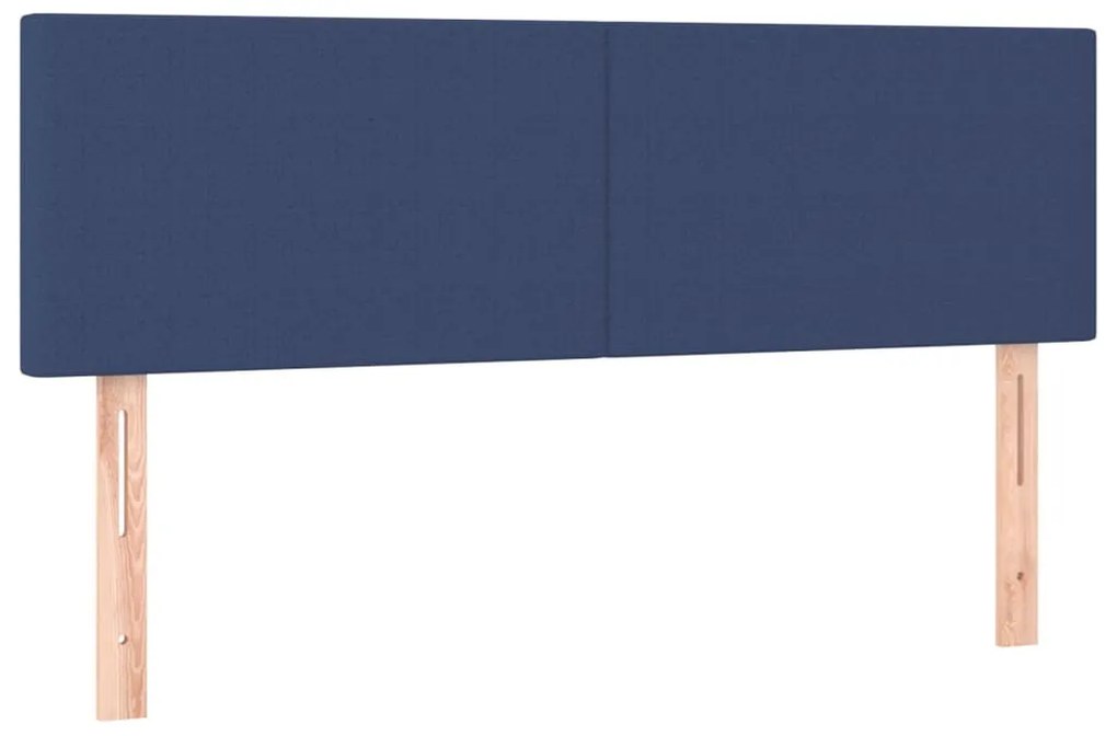 kék szövet rugós és LED-es ágy matraccal 140x200 cm