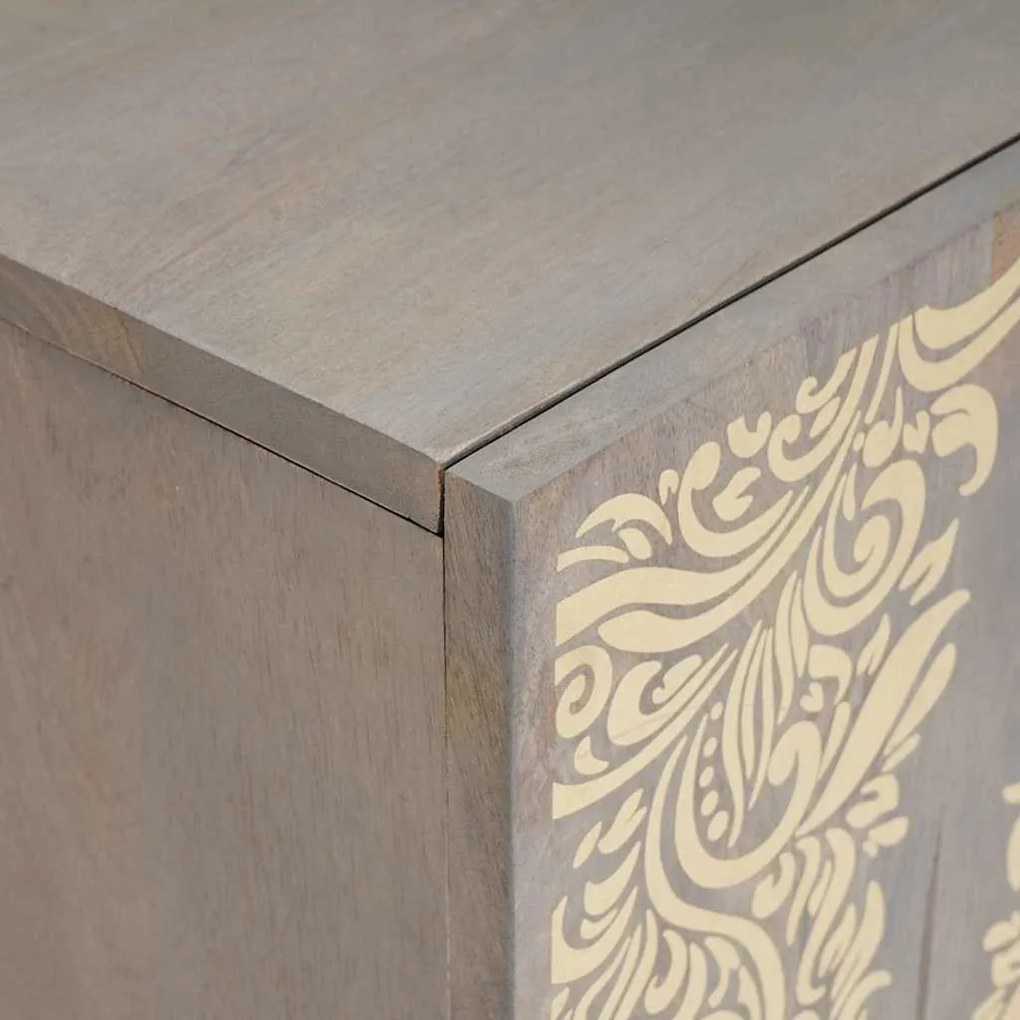 TV szekrény Szürke és Arany 105 x 33.5 x 46 cm Tömör mangófa