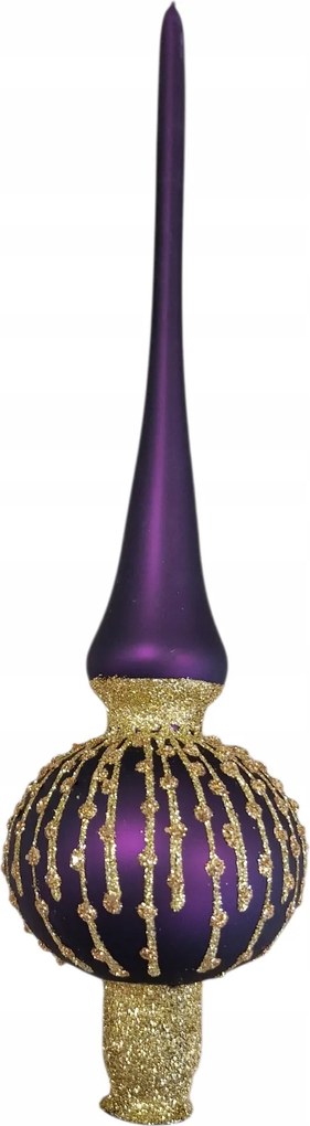 Lila karácsonyfadísz 28 cm, csillámos spicc