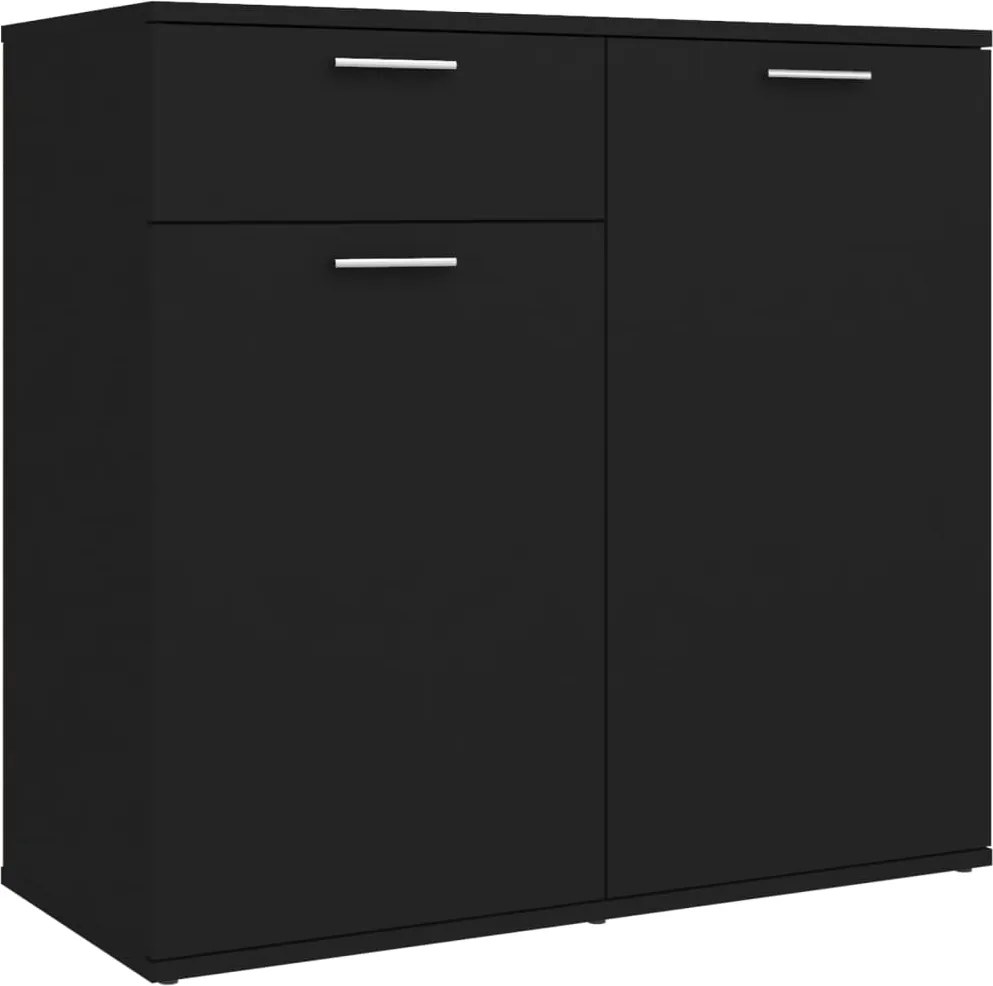 vidaXL fekete szerelt fa tálalószekrény 80 x 36 x 75 cm