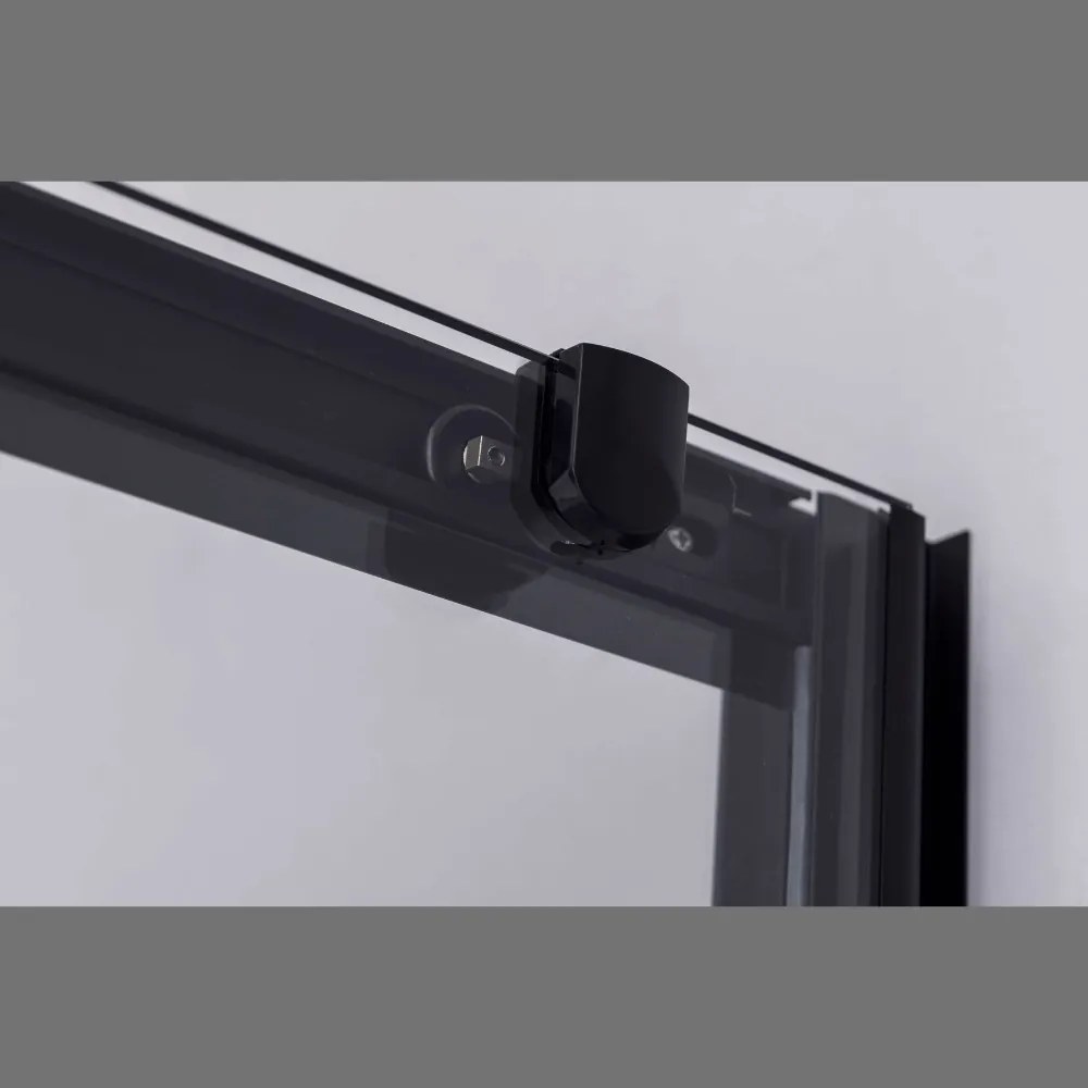 Stuxi Nizza Black 100x80 cm aszimmetrikus két tolóajtós zuhanykabin 6 mm vízlepergető biztonsági üveggel, fekete elemekkel, 190 cm magas