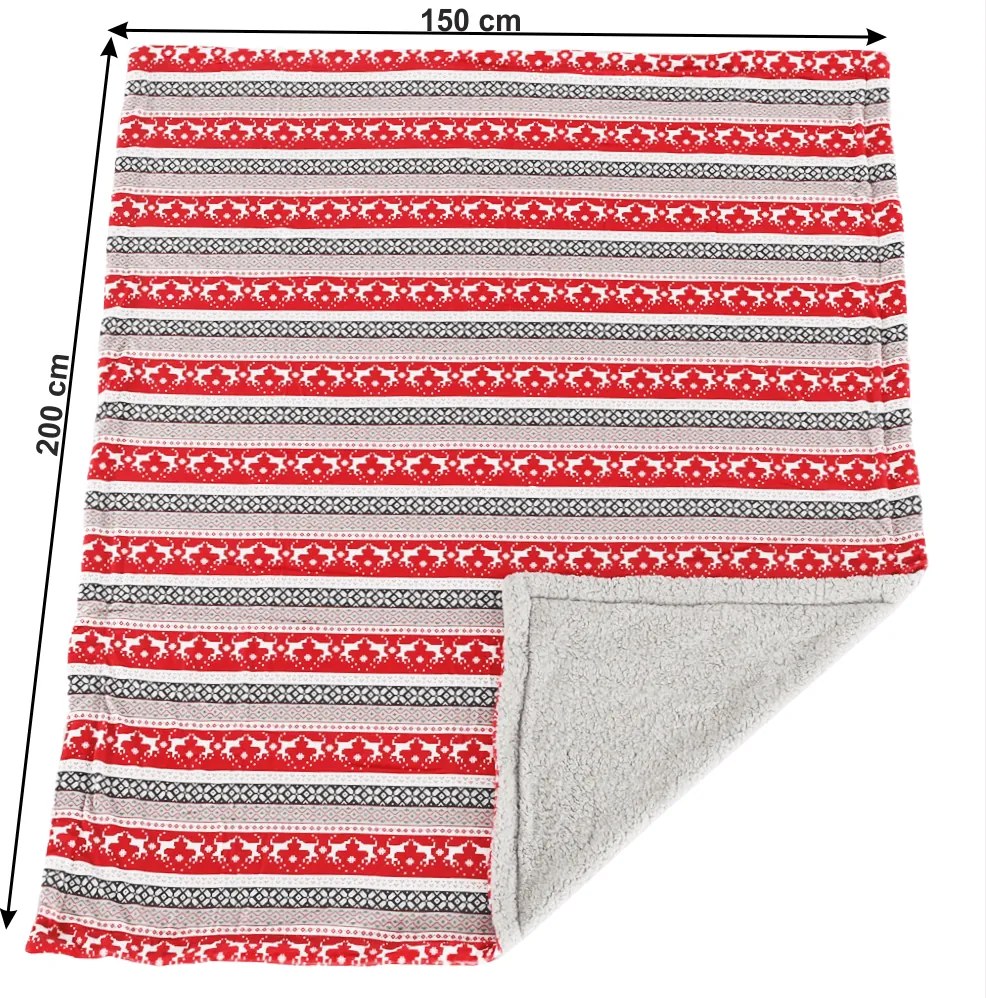 Kétoldalas bárány takaró, téli motívum, 150x200, RENIFE