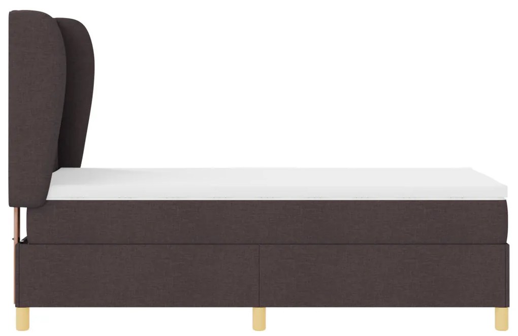 Boxspring Ágy Matrazzal - Sötétbarna, 90x200 cm, Szövet