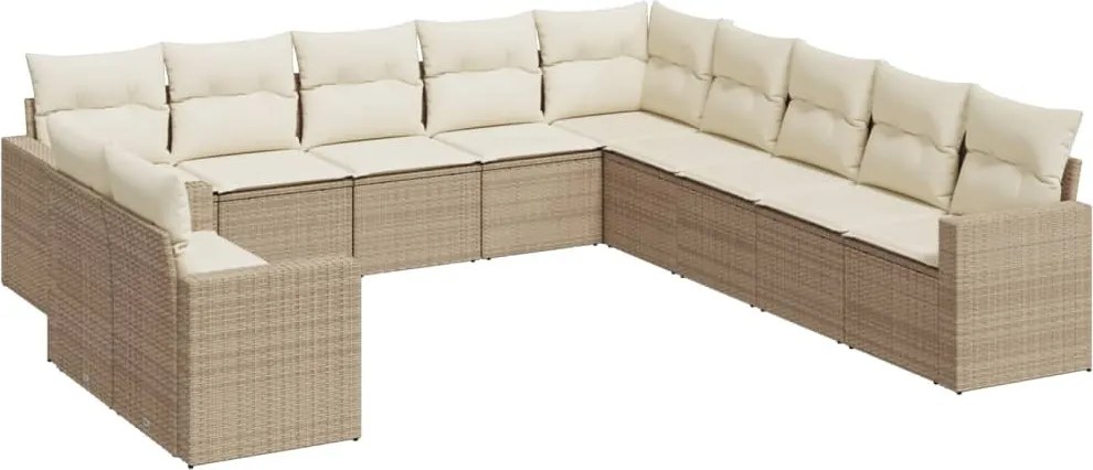 vidaXL 11 részes bézs polyrattan kerti ülőgarnitúra párnákkal