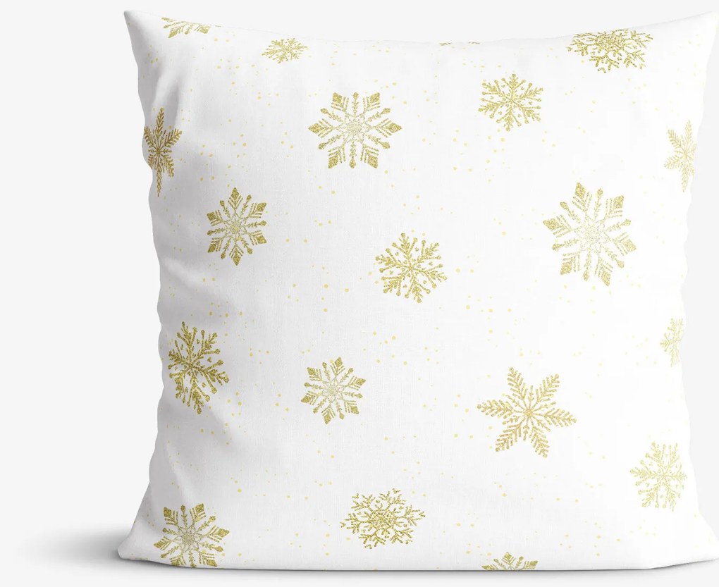 Goldea karácsonyi dekoratív párnahuzat - arany hópelyhek 50 x 50 cm