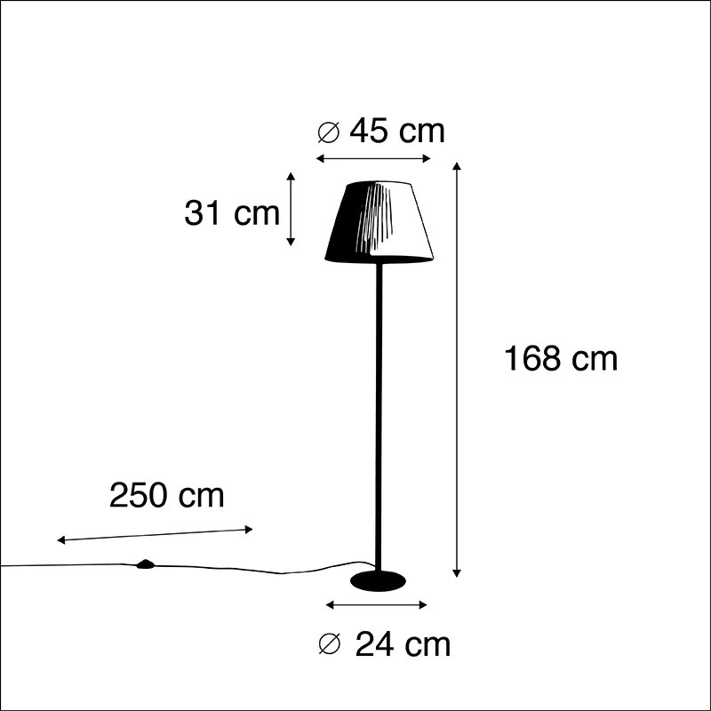 Modern állólámpa fekete fehér redős árnyékolóval 45 cm - Simplo