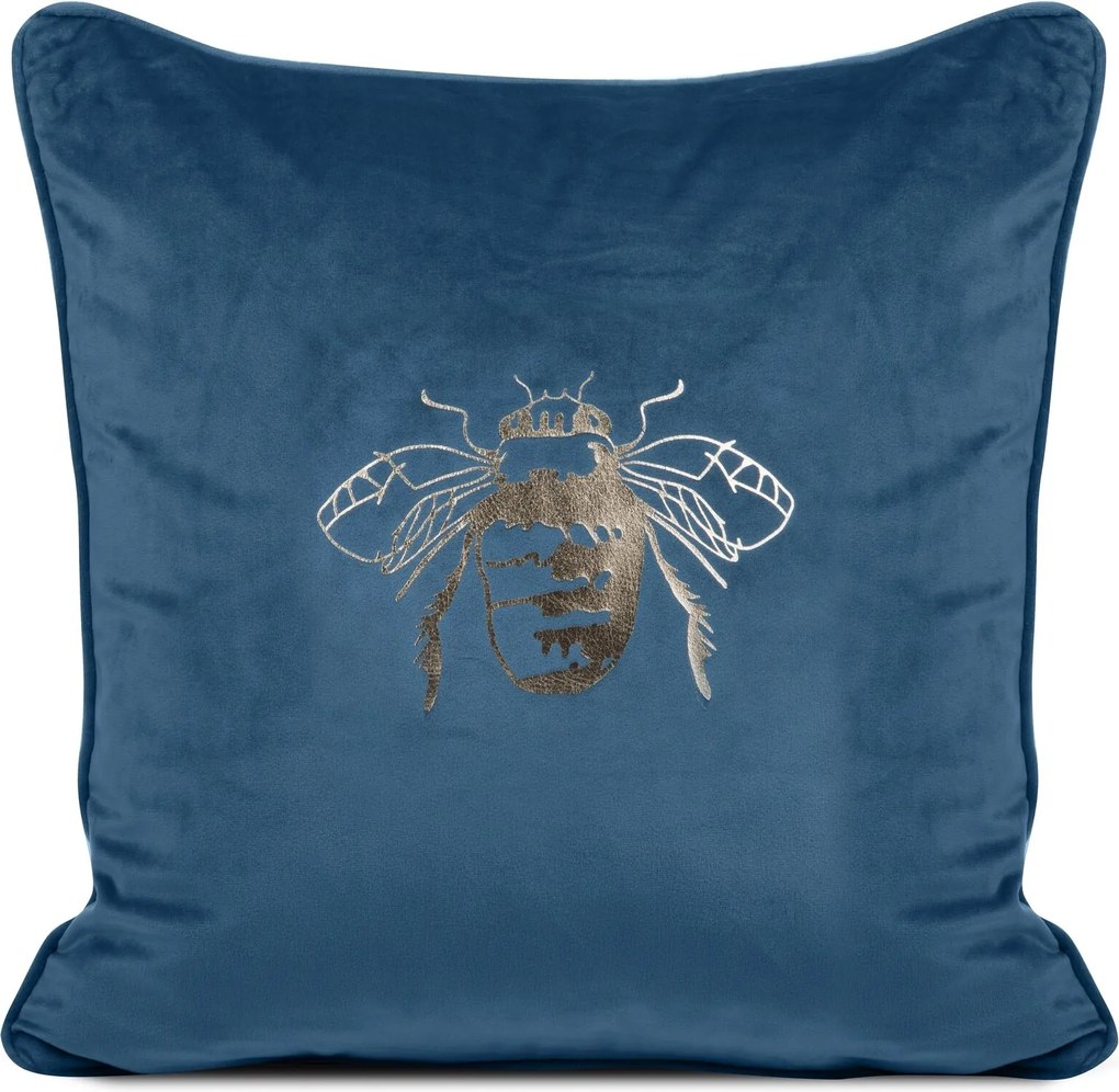 Párnahuzat 45x45 cm kék méhecske dekoratív velúr párna