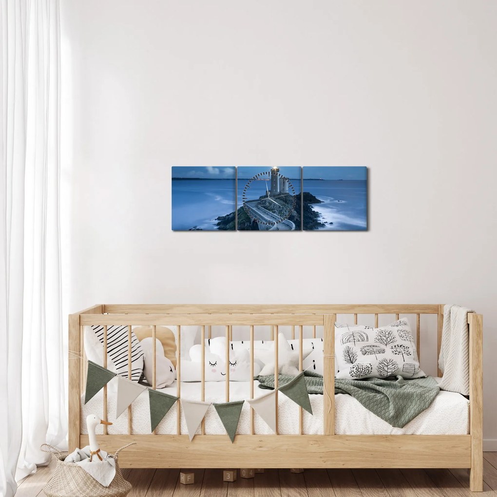 A világítótorony és a tenger képe (órával) (90x30 cm)