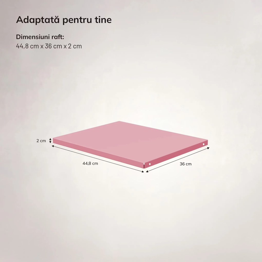 Fém polc ALEX szekrényhez, 448 x 360 x 20 mm, Fresh Style: púderrózsaszín