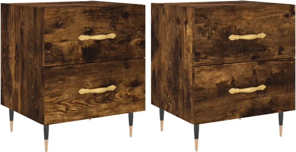 vidaXL 2 db füstös tölgy színű szerelt fa éjjeliszekrény 40x35x47,5 cm