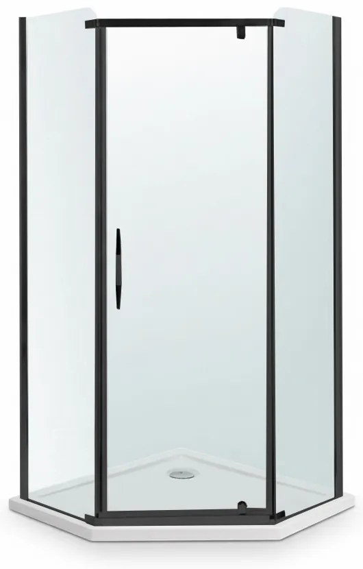 Celtic 100x100 cm ötszögletű zuhanykabin zuhanytálcával fekete
