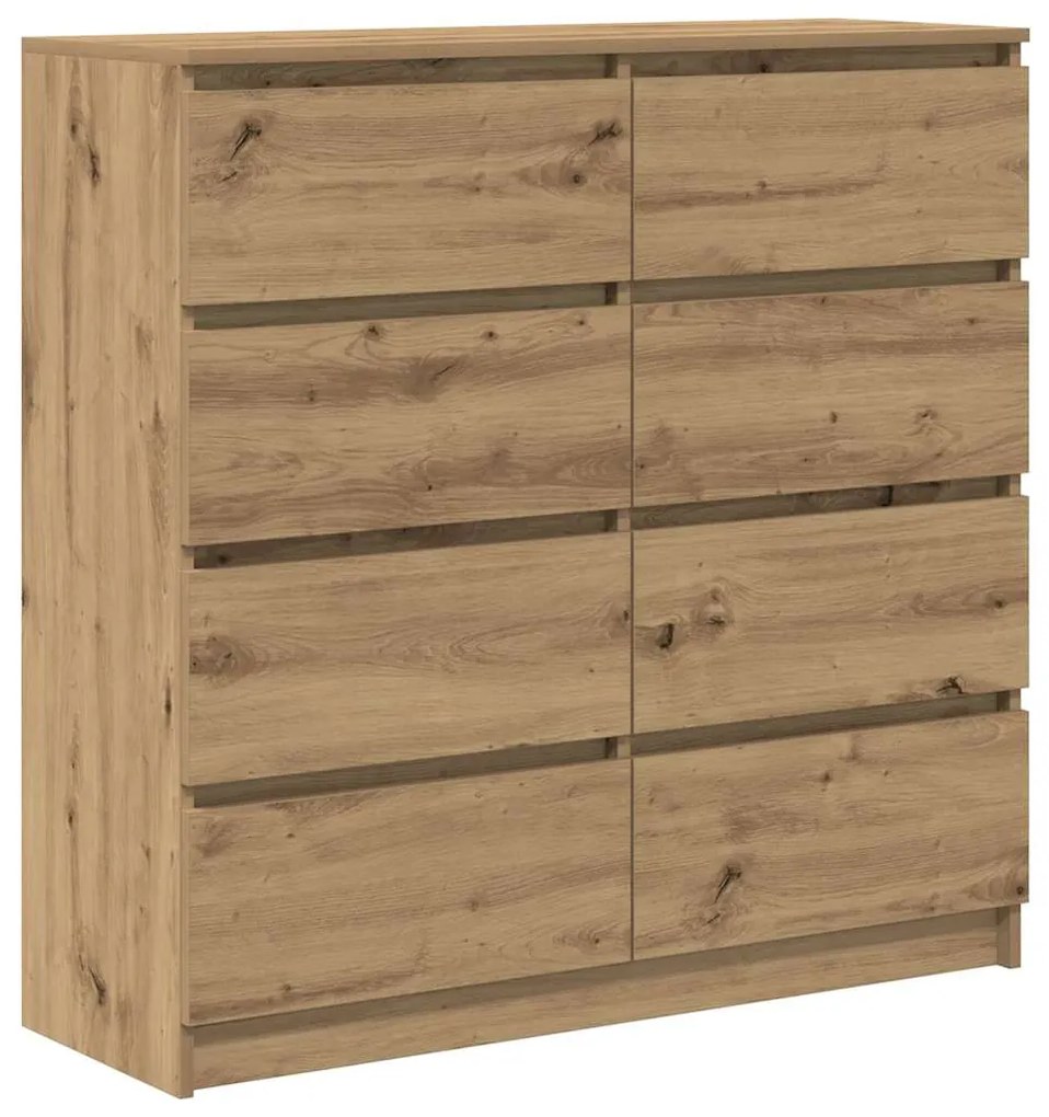 kézműves tölgy színű szerelt fa tálalószekrény 100x35x99 cm