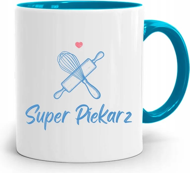 Kék Bögre Ajándék Szuper Péknek, fényképes nyomattal