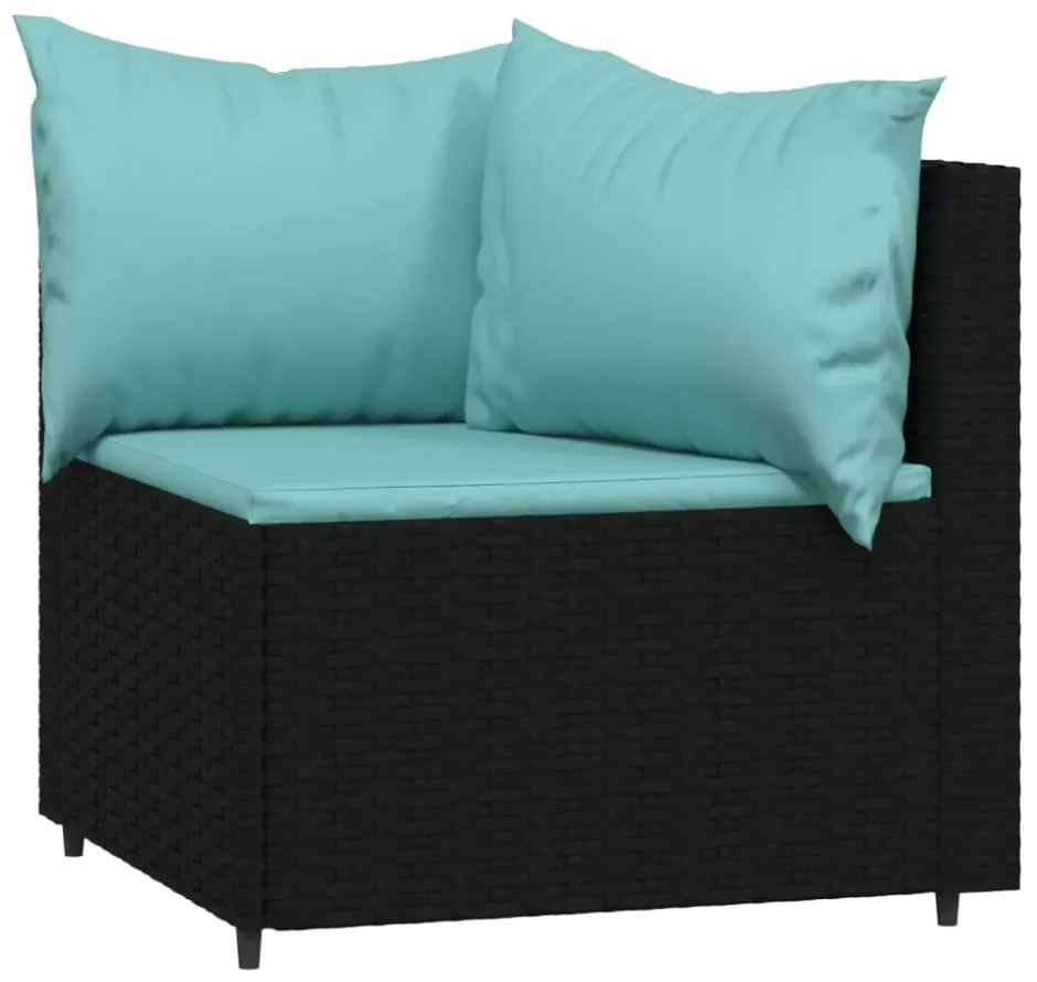 vidaXL 2 db fekete polyrattan kerti sarokkanapé párnákkal