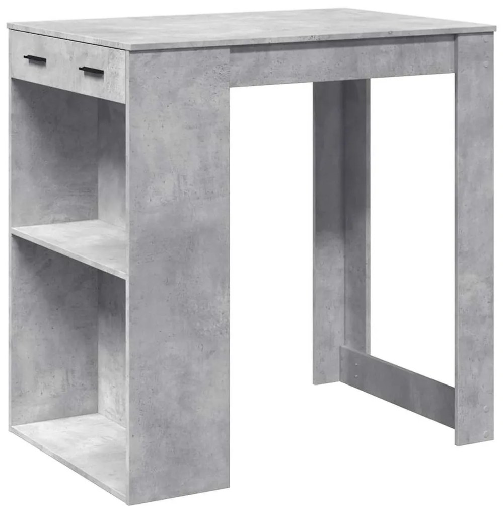 betonszürke szerelt fa bárasztal 102 x 70 x 103,5 cm
