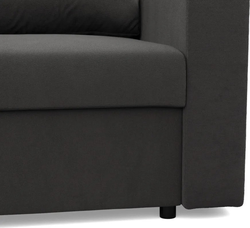 Zeus sarokkanapé, 1 ágyneműtartóval, egyenes kartámasz, szövet anyag, univerzális oldal, bonell töltet, szürke