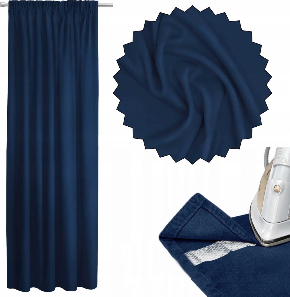 Szalagra Kész Függöny +rövidítő Szalag 140x270 Sötétkék Atlantic