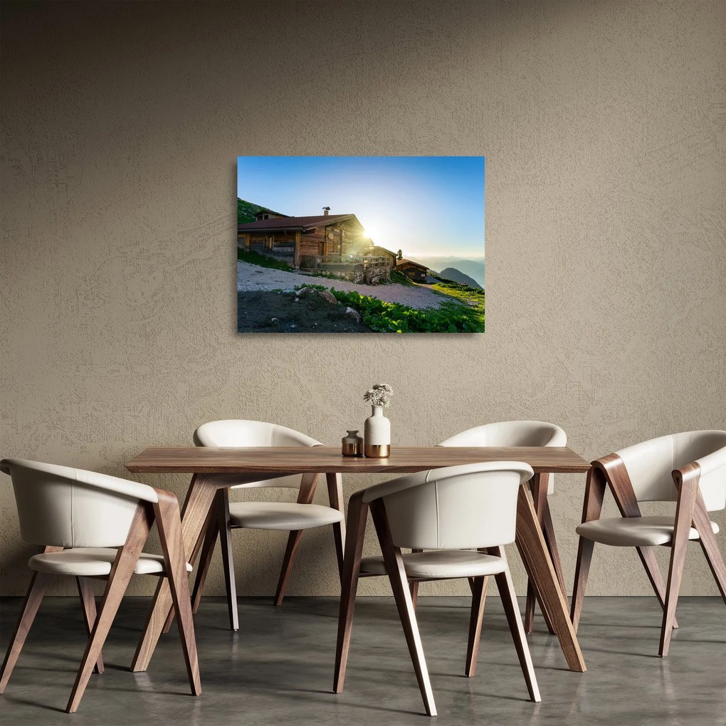 Kép - reggel az Alpokban, Tirol (üvegen) (70x50 cm)